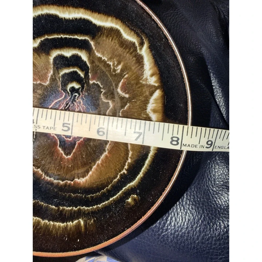 Vintage Studio Pottery Bowl Crystalline Glaze Brown Black Abstract 9